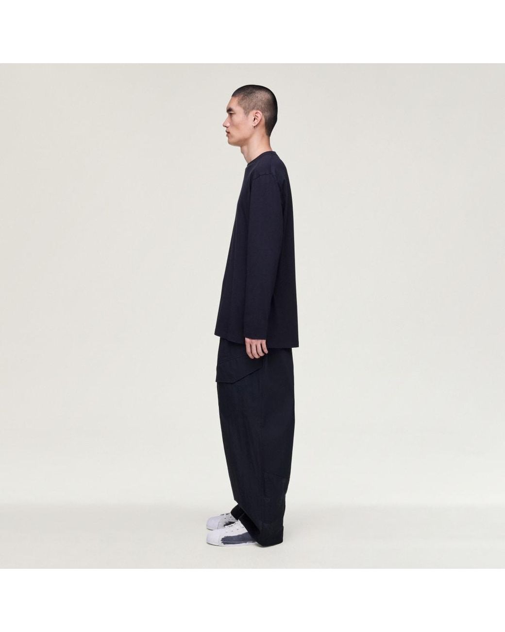 Adidas Blue Y-3 Logo Long Sleeve Long-Sleeve Top