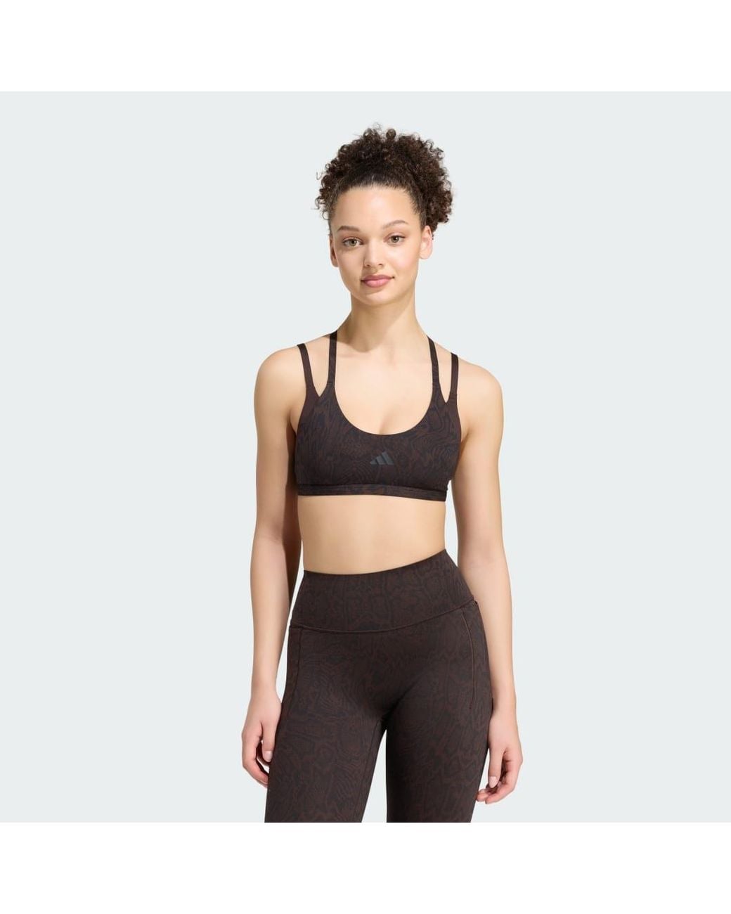Adidas Black Optime Workout Snake Strappy Light Support Bra