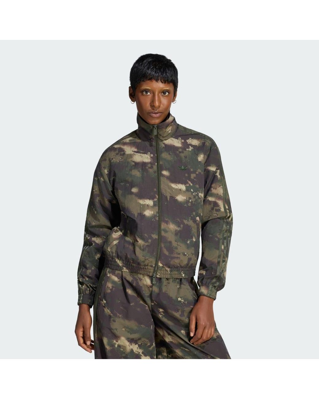 Adidas Green Camouflage Loose Track Top