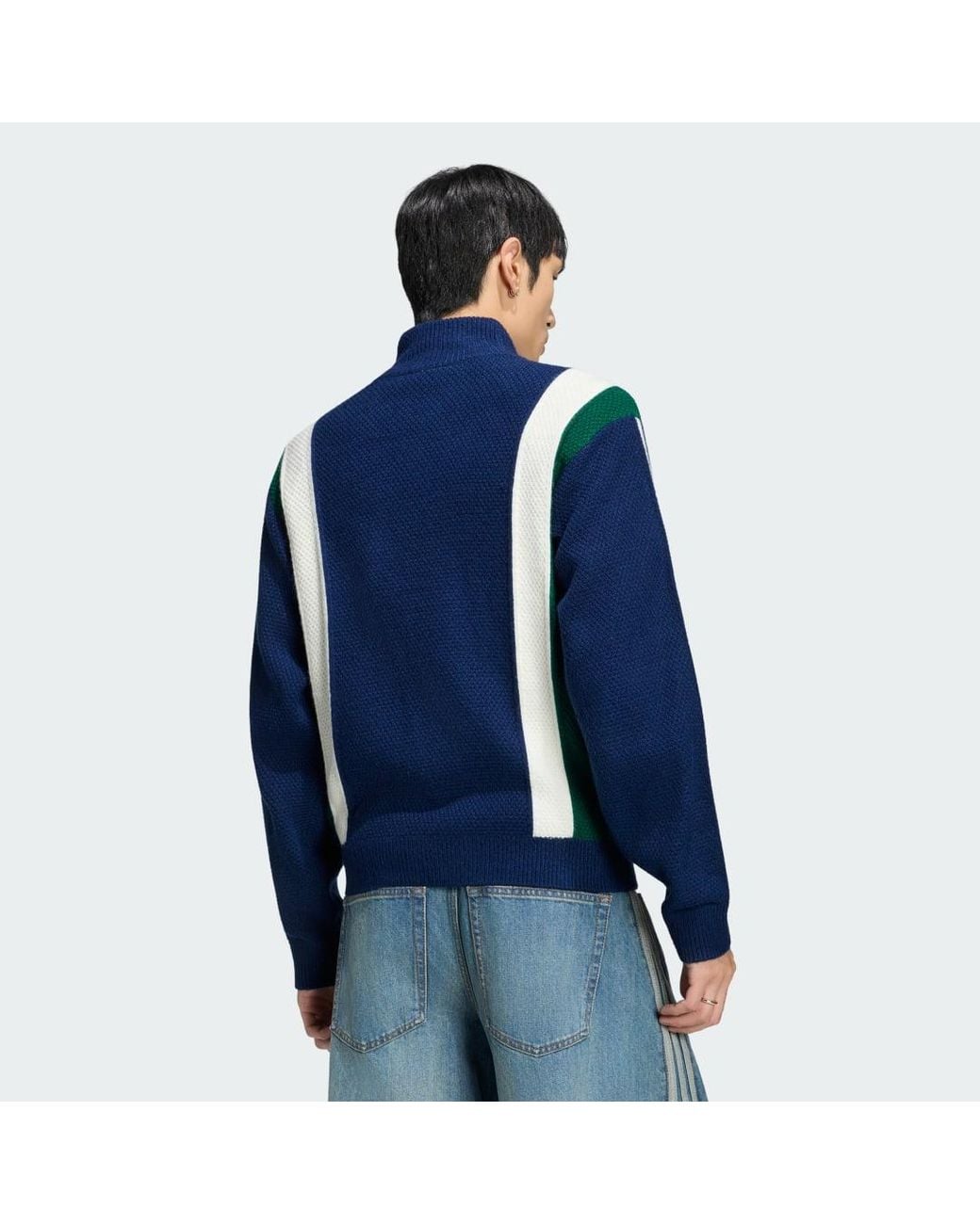 Adidas Blue Winter Club Knitted Zip Through Tracktop for men