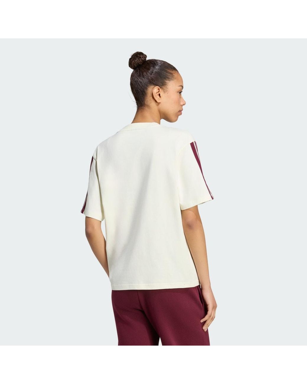 Adidas Red Essentials 3-Stripes Boyfriend T-Shirt