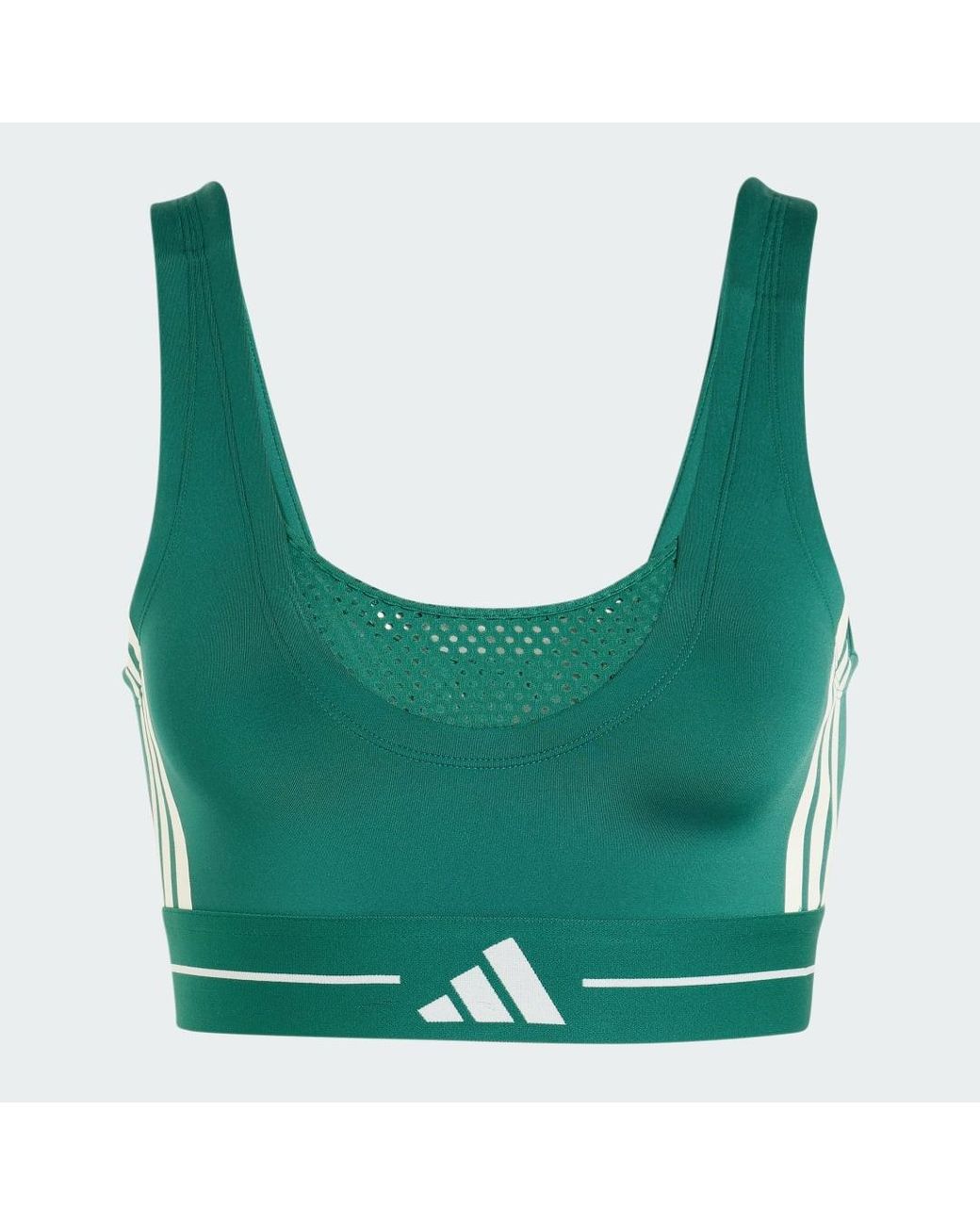 Adidas Green Hyperglam 3-Stripes Color Block Light Support Bra