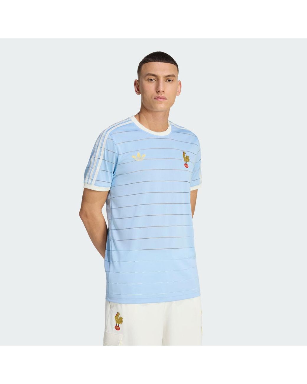 Adidas Blue France Rugby 120 Years Crunch T-Shirt-Shirt for men