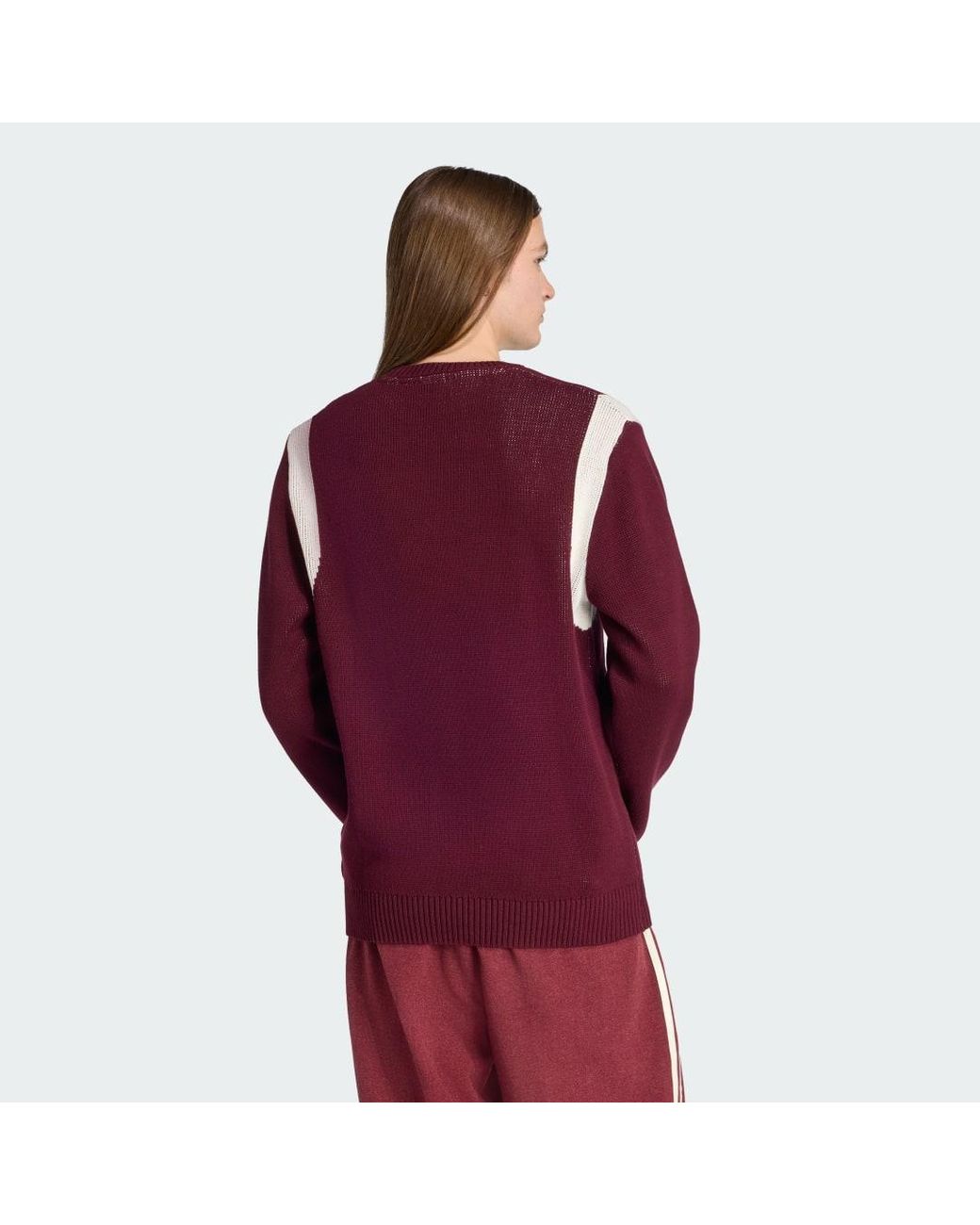 Adidas Red Regular Knitted Jumper for men