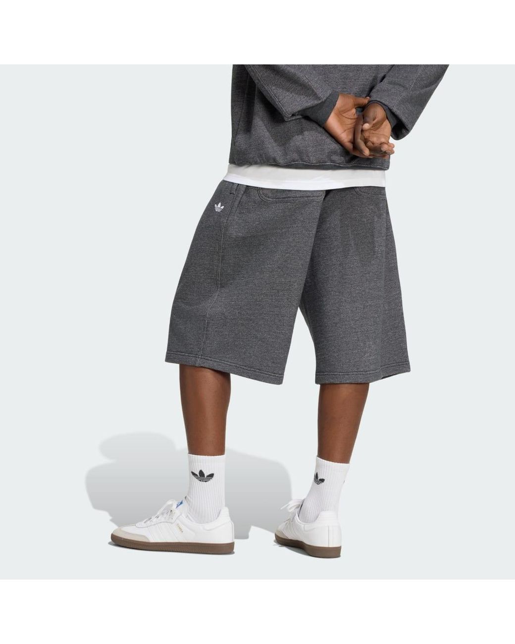 Adidas Gray Trefoil Essentials Melange 14 Inch French Terry Shorts for men