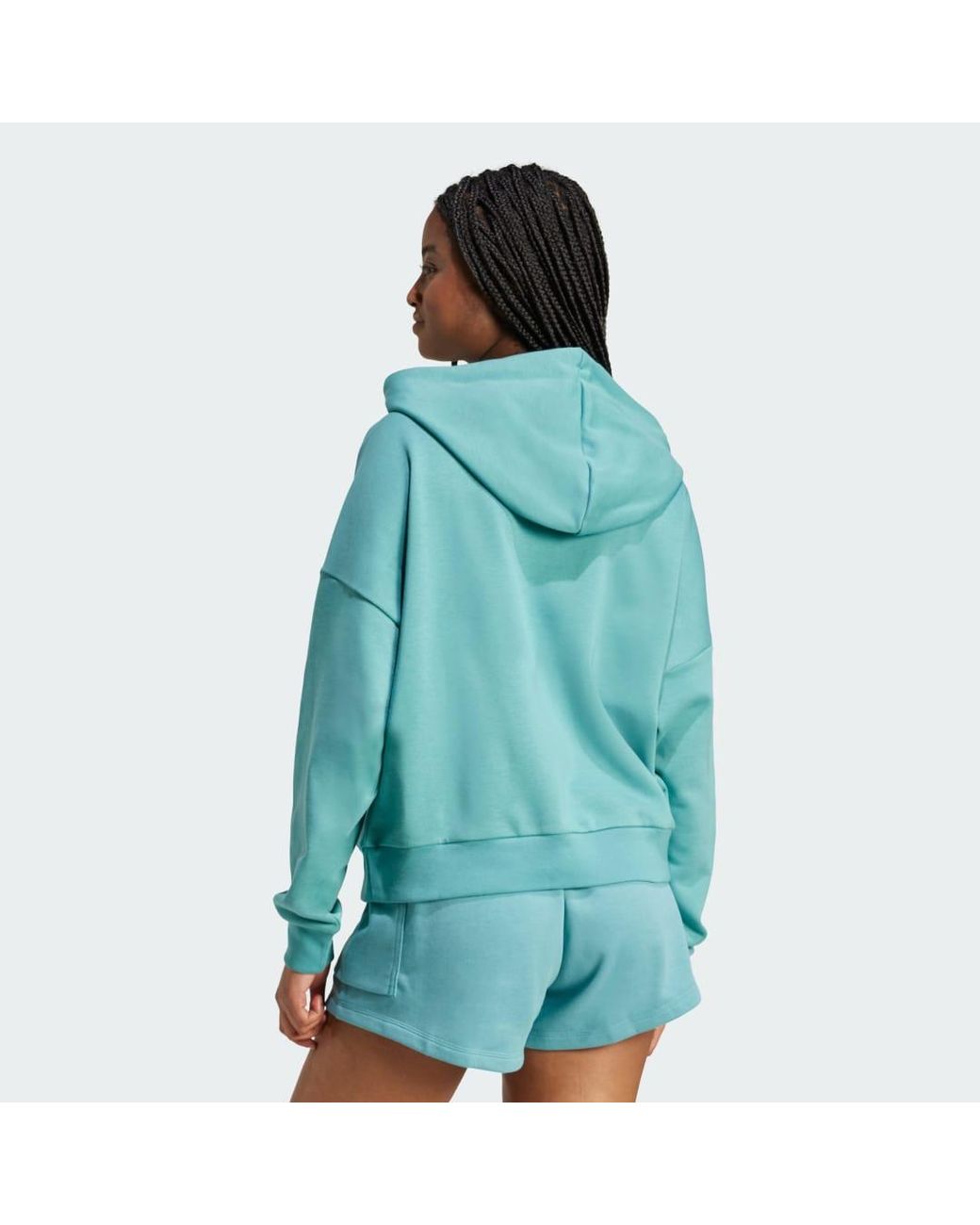 Adidas Blue Essentials Big Logo French Terry Loose Hoodie