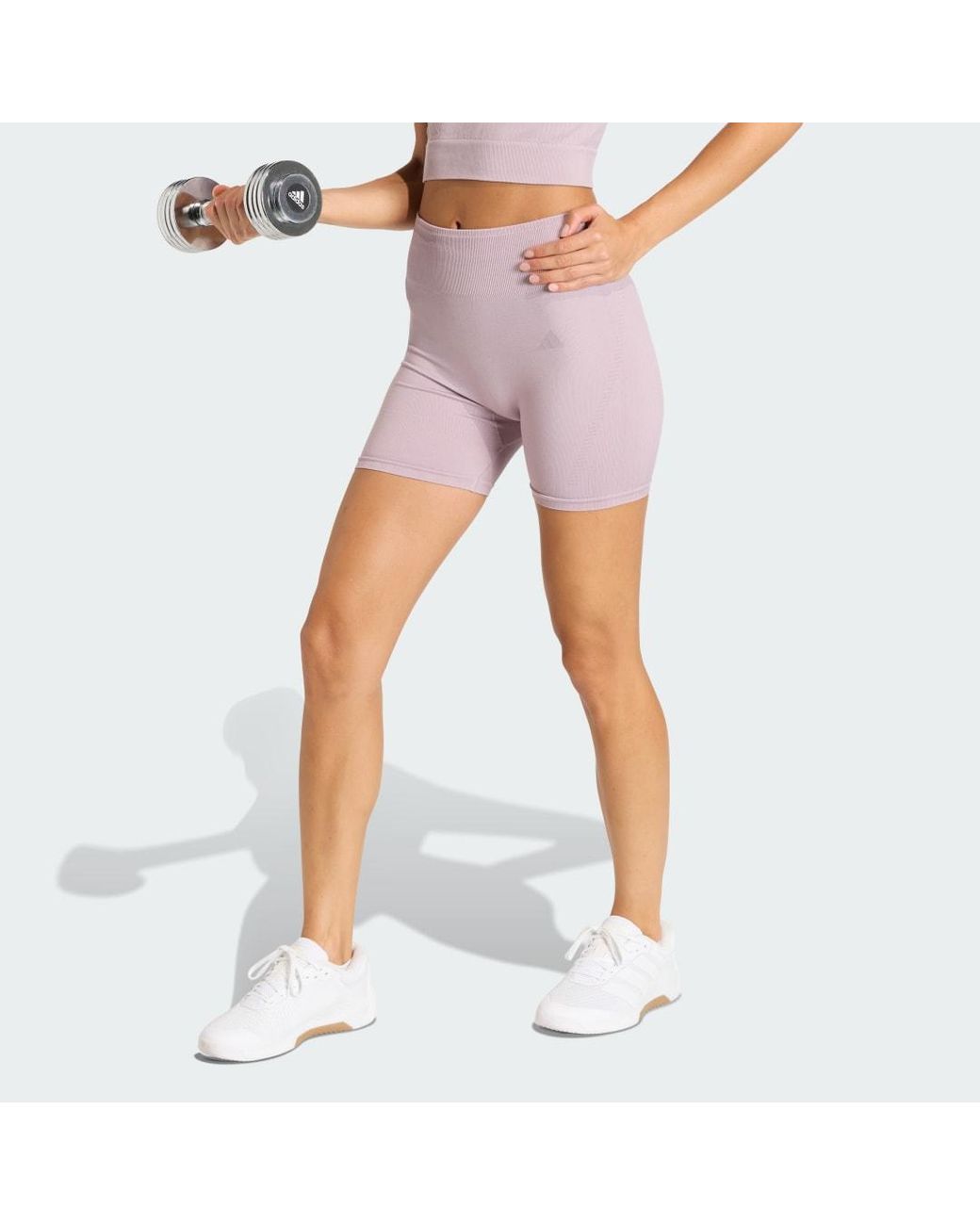 Adidas Pink Workout Essentials 4 Inch Leggings Knit