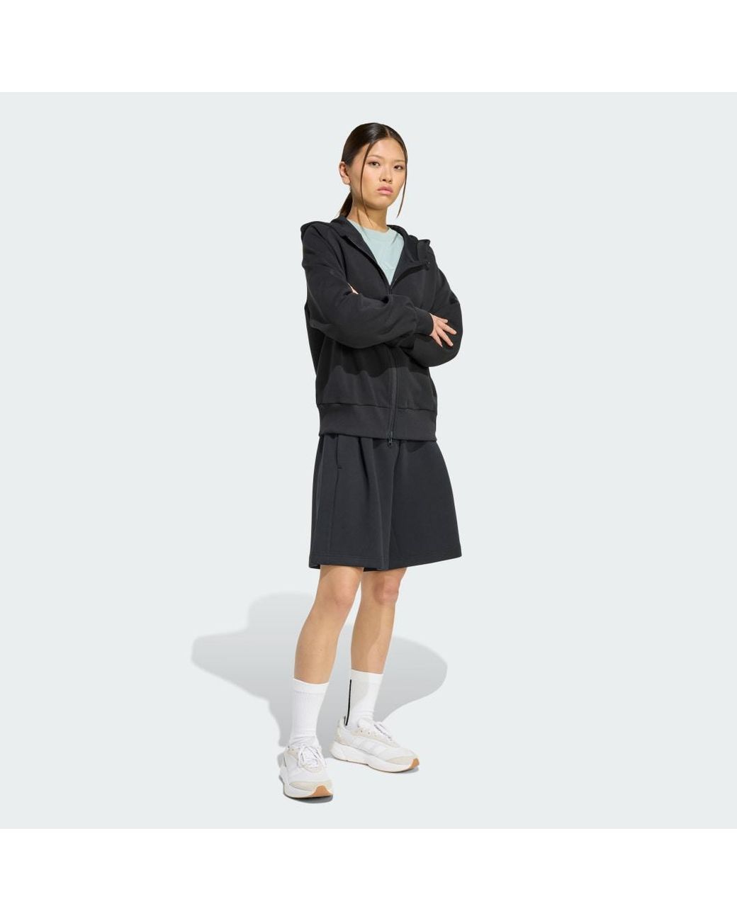 Adidas Black Soft Lux Full-Zip Hoodie