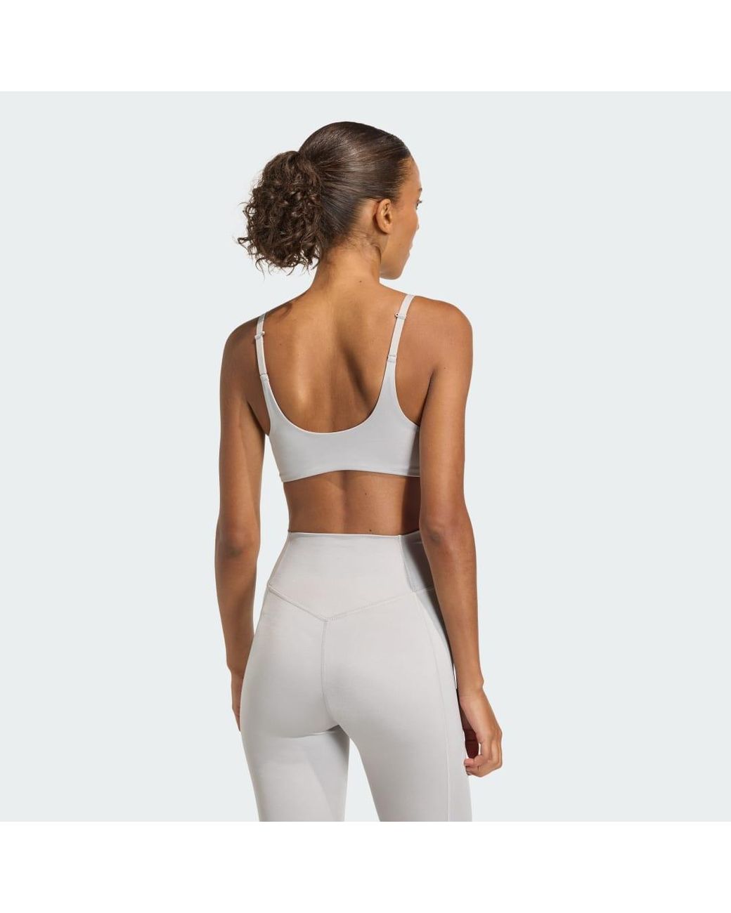 Adidas White Optime Essentials Workout Shine Light Support Bra