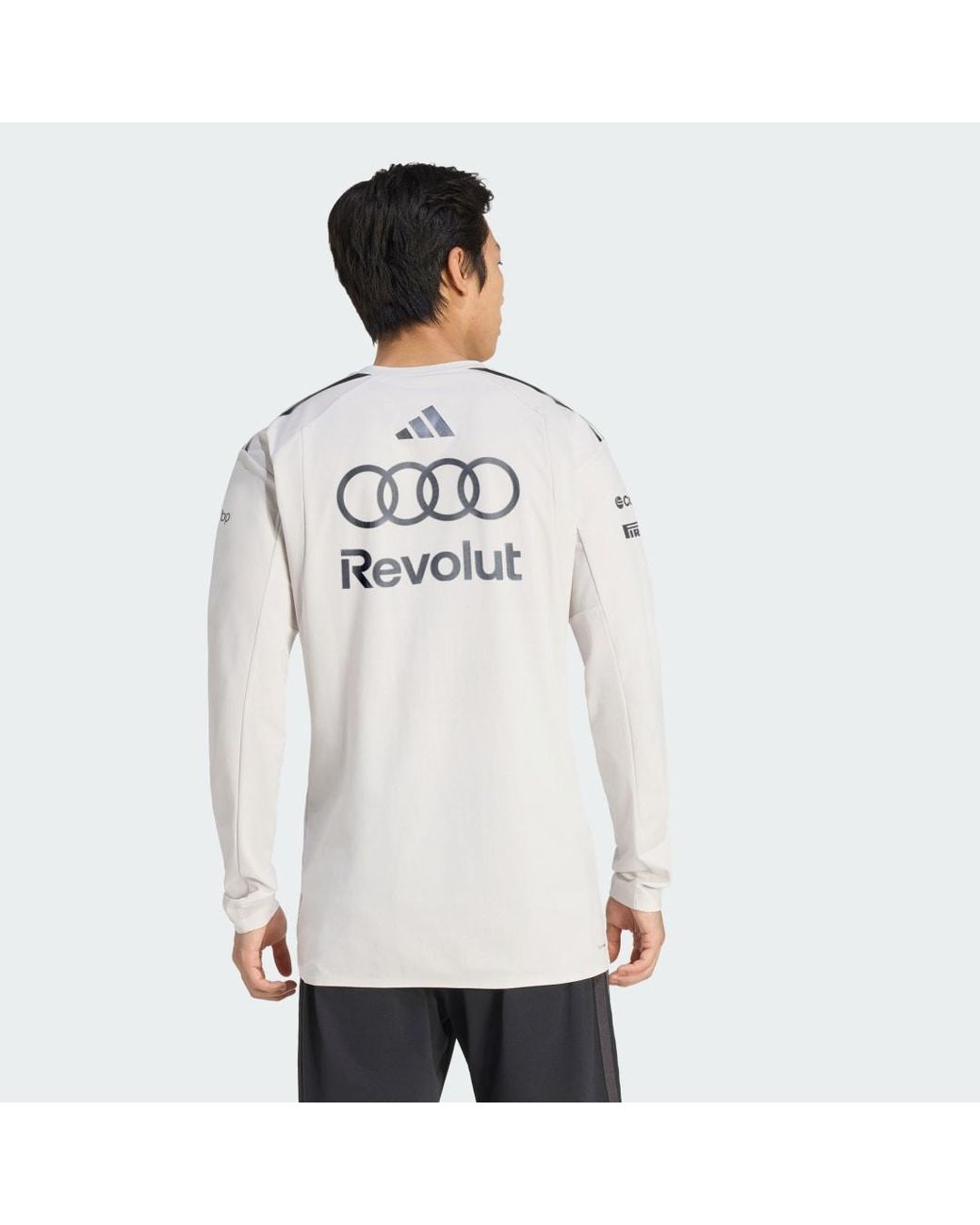 Adidas White Audi Revolut F1 Team Engineers &Amp; Marketing Long Sleeve Polo for men