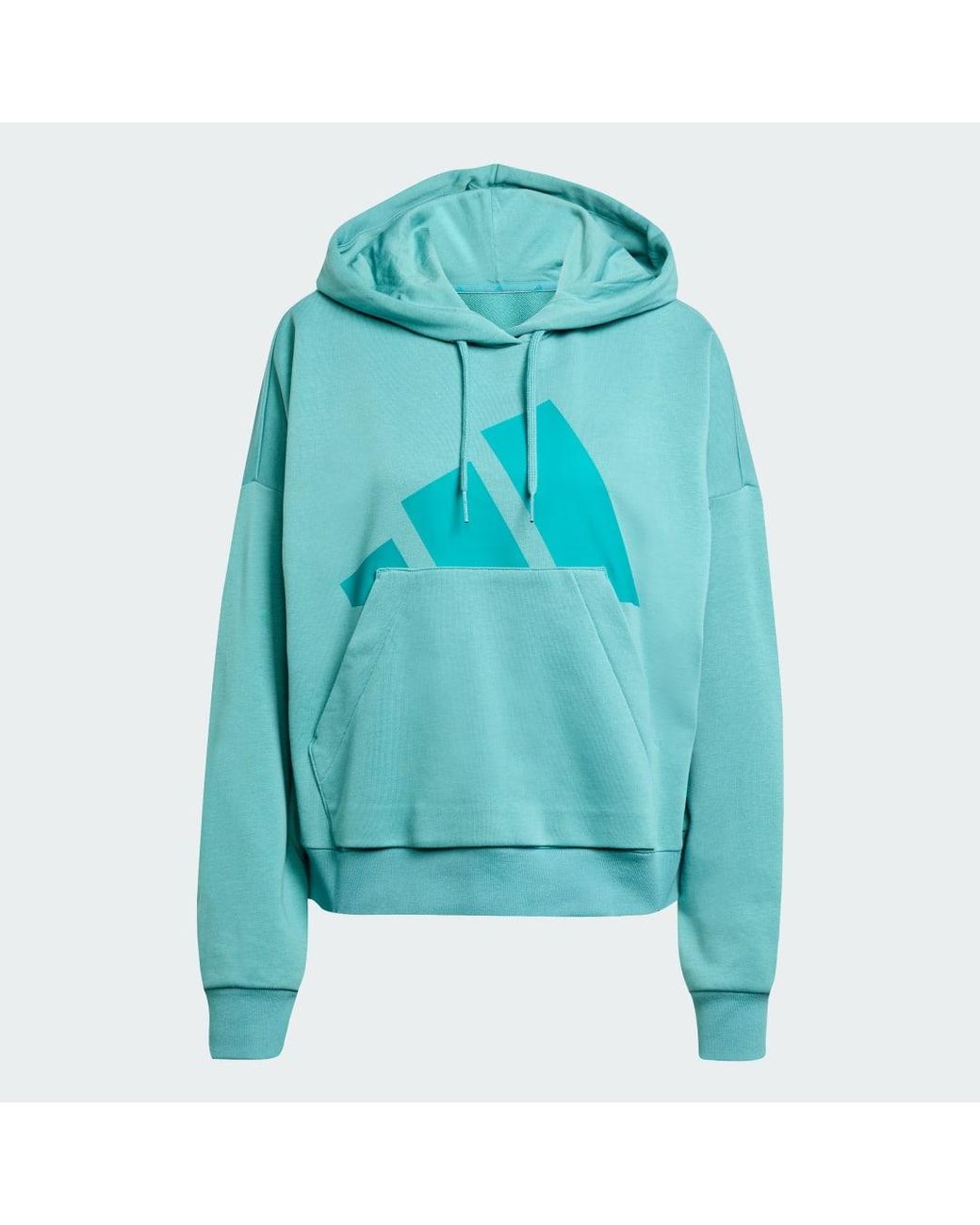 Adidas Blue Essentials Big Logo French Terry Loose Hoodie