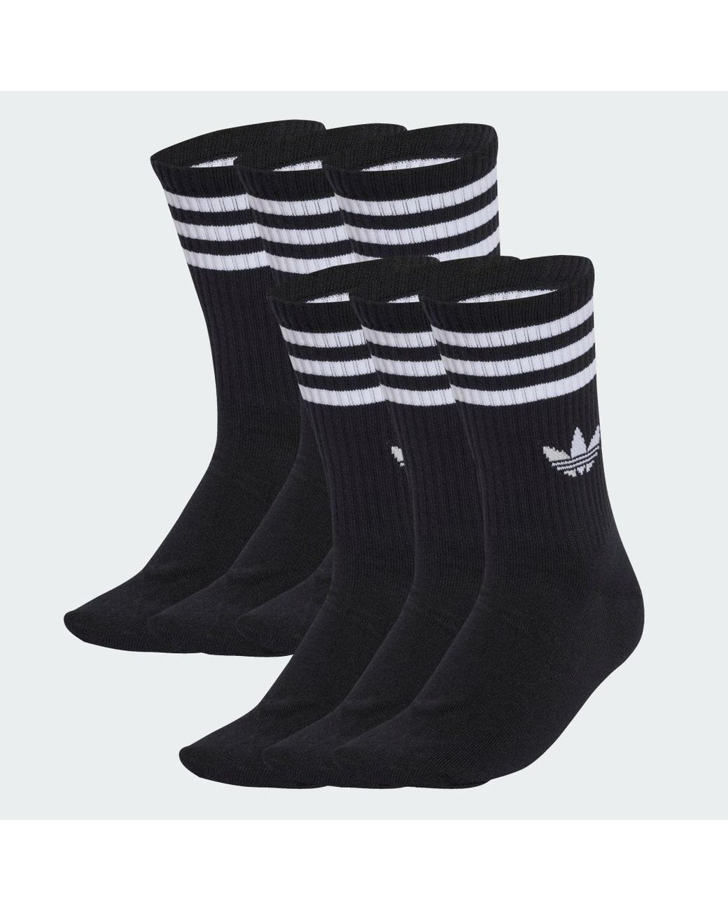 Adidas Black 3-Stripes Crew Socks 6 Pairs