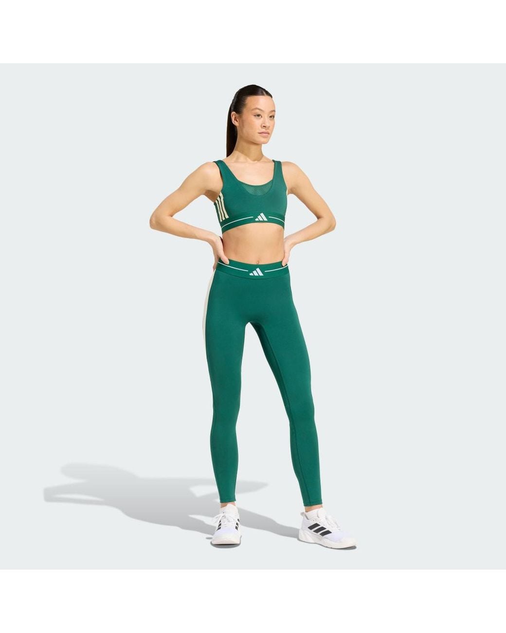 Adidas Green Hyperglam 3-Stripes Color Block Light Support Bra