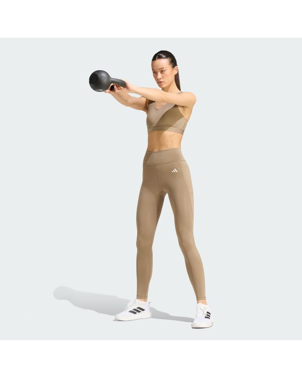 Adidas Natural Optimé Essentials Stash Pocket Full-Length Leggings