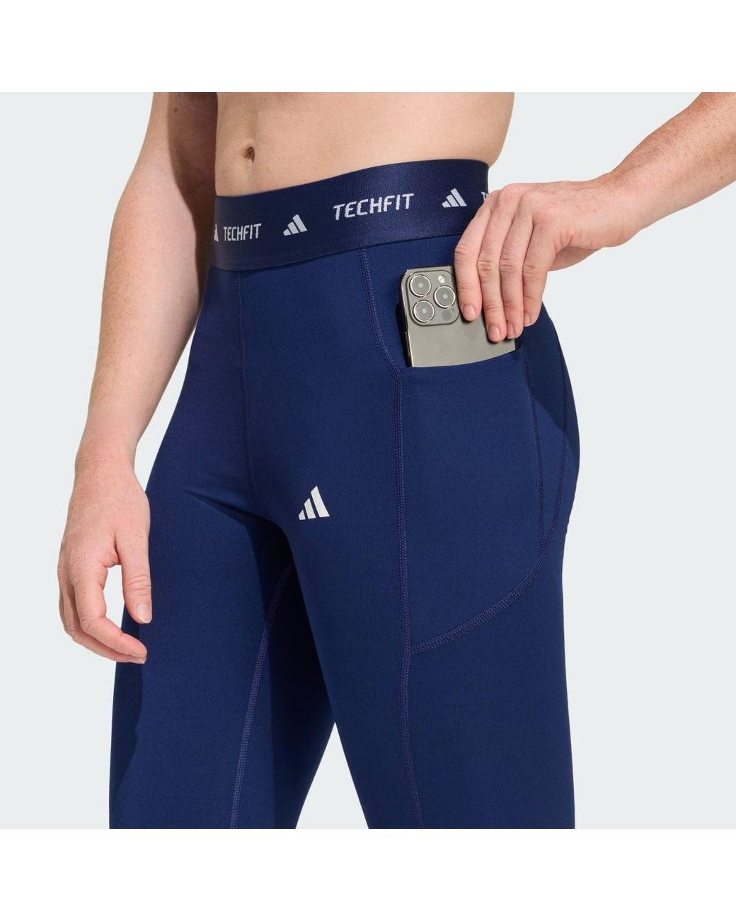 Adidas Blue Techfit Stash Pocket Full-Length Leggings
