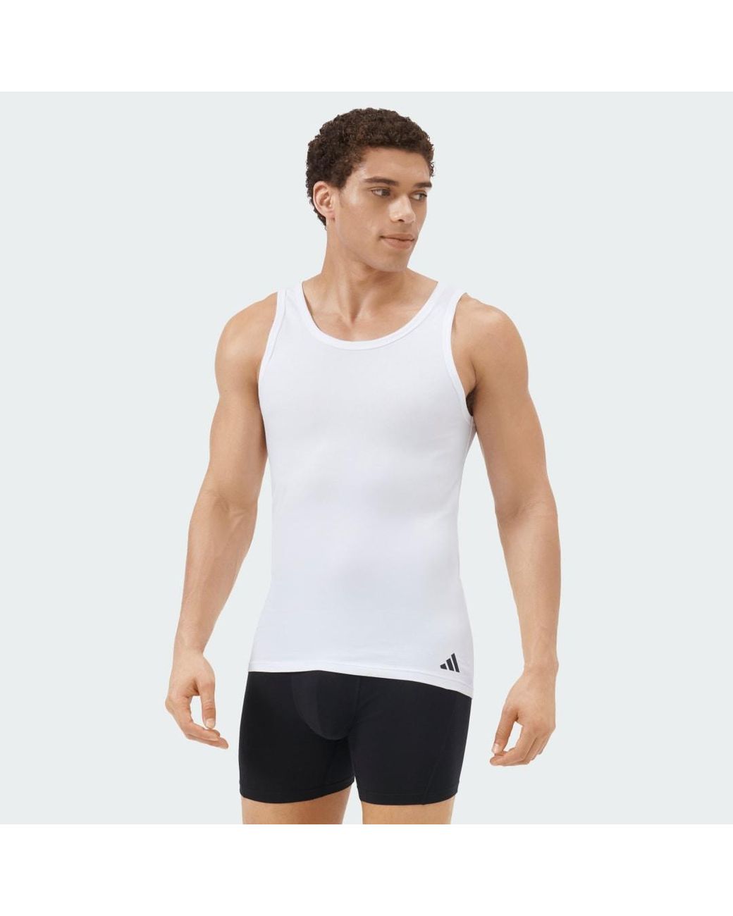 Adidas White Active Flex Cotton Tank Top 2-Pack Underwear for men
