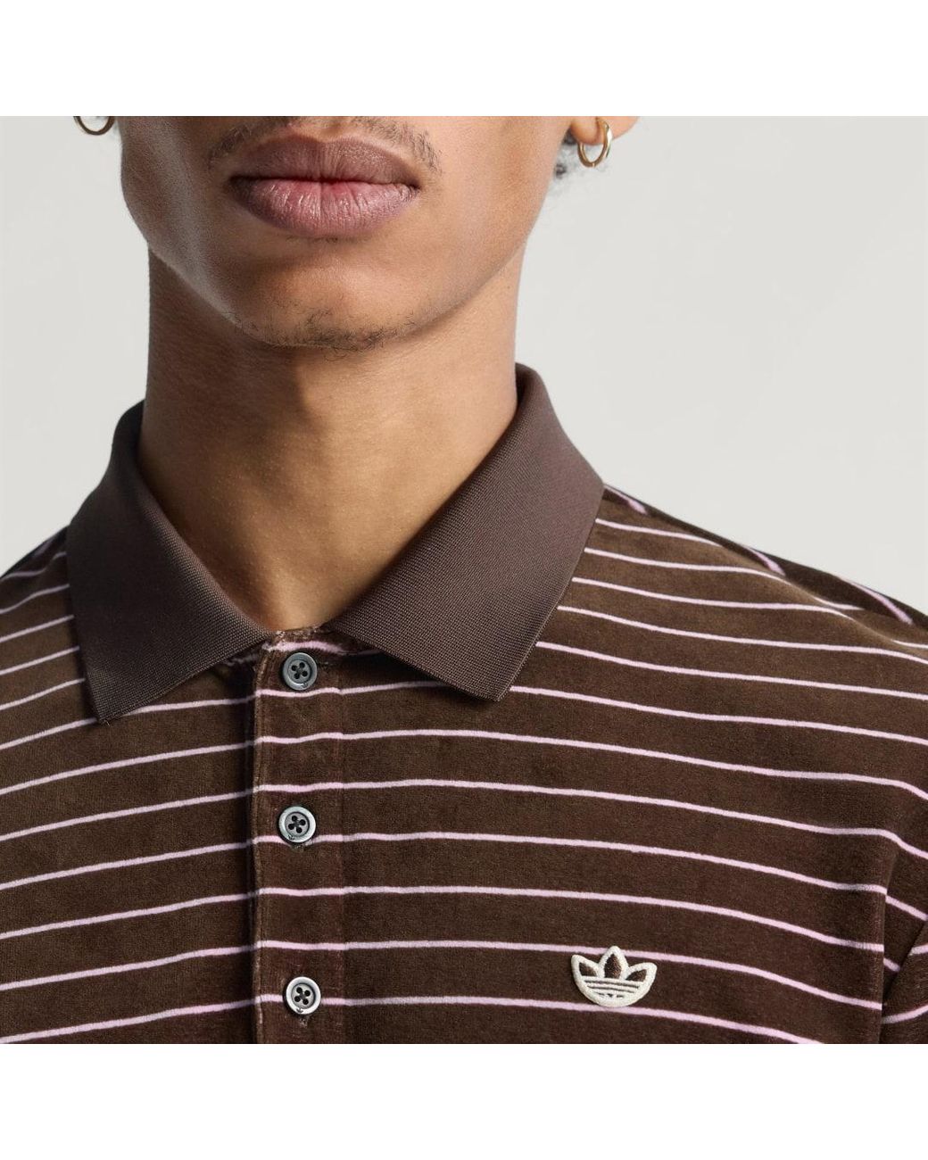 トップス 22AW Paneled Velour Long Sleeve Polo Adidas Originals Velour Long Sleeve Polo