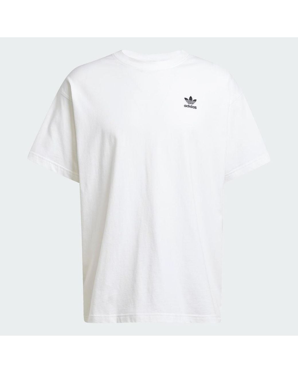 Adidas White Trefoil Essentials Oversized T-Shirt for men
