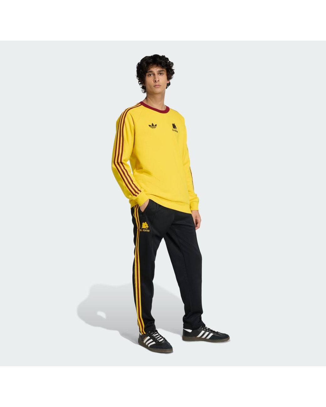 Adidas Yellow As Roma Originals Crew Sweatshirt for men