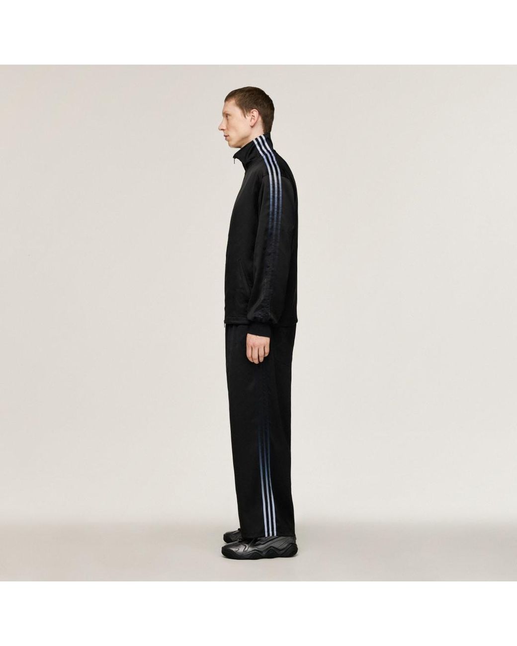 Adidas Black Y-3 Satin Gradient 3 Stripes Track Top