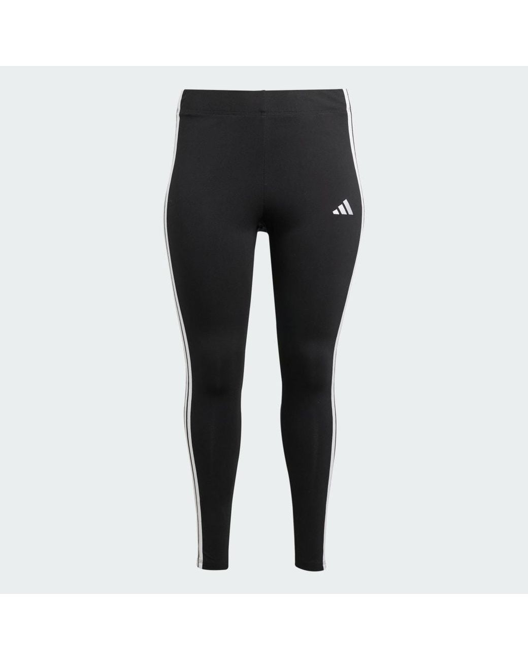 Adidas Black Essentials 3-Stripes Cotton Leggings (Plus Size)
