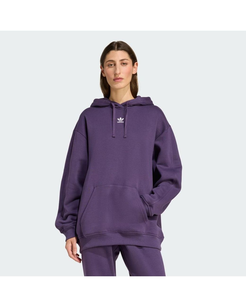 Adidas Purple Essentials Oversized Fleece Hoodie