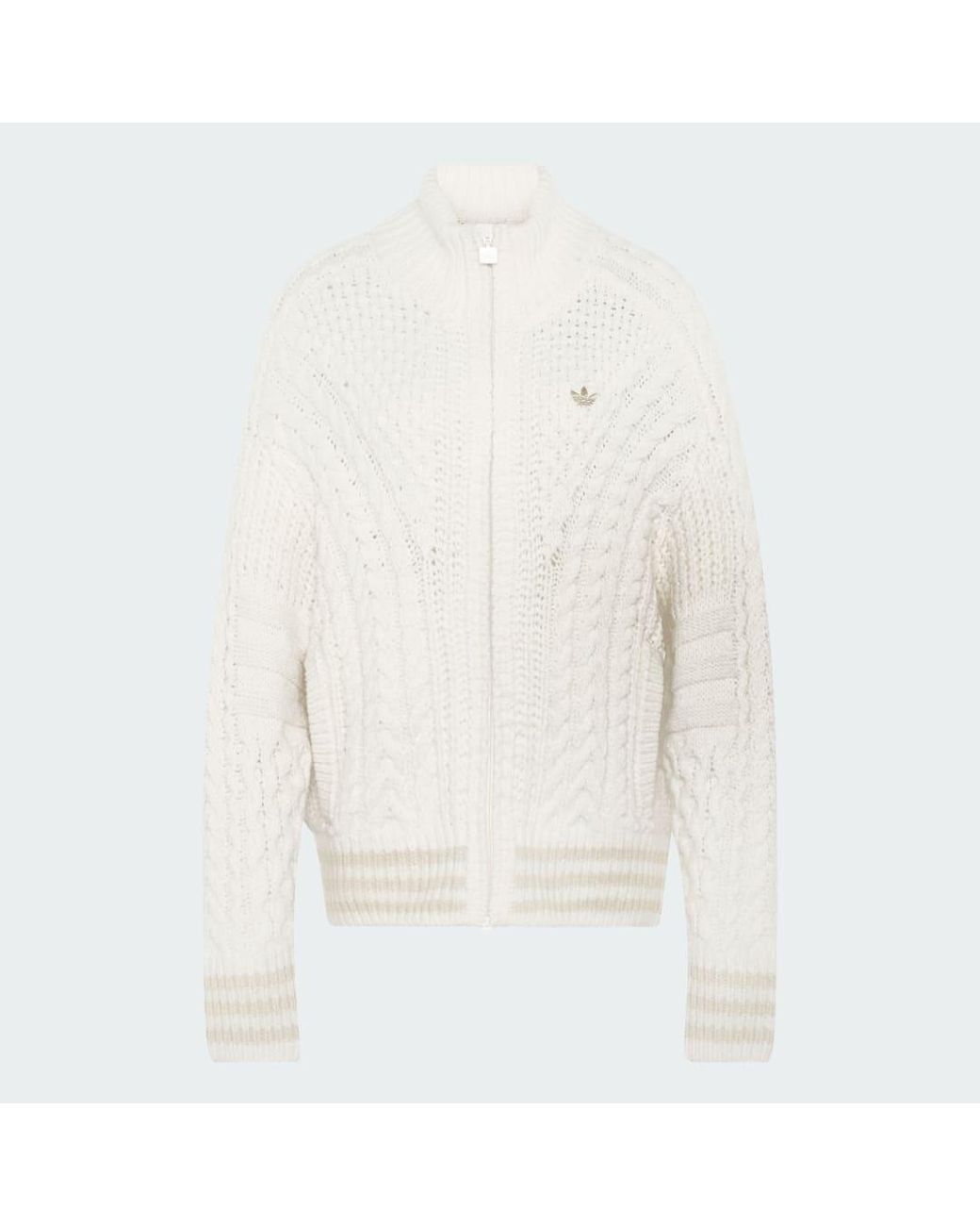 Adidas White Cable Knit Firebird Track Top