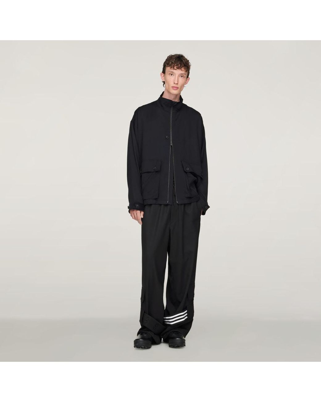 Adidas Black Y-3 Rayon Twill Zip Top for men