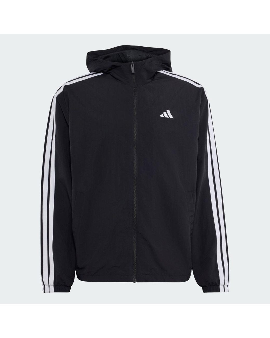 Adidas Black Essentials 3-Stripes Woven Windbreaker for men
