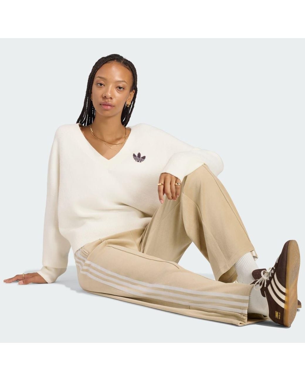 Adidas Natural Pleated Velour Track Trousers