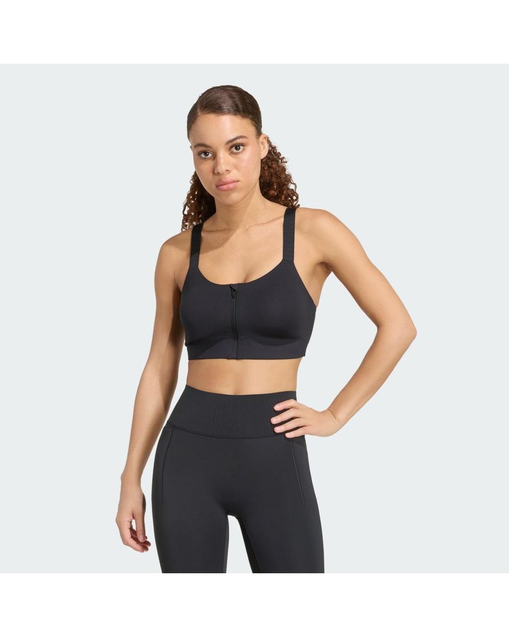 Adidas Blue Optimé High Support Zip Bra