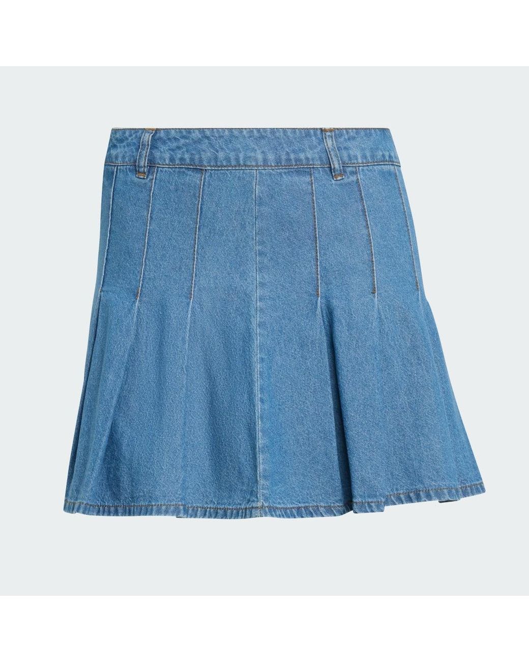 Adidas Blue Denim Pleated Skirt
