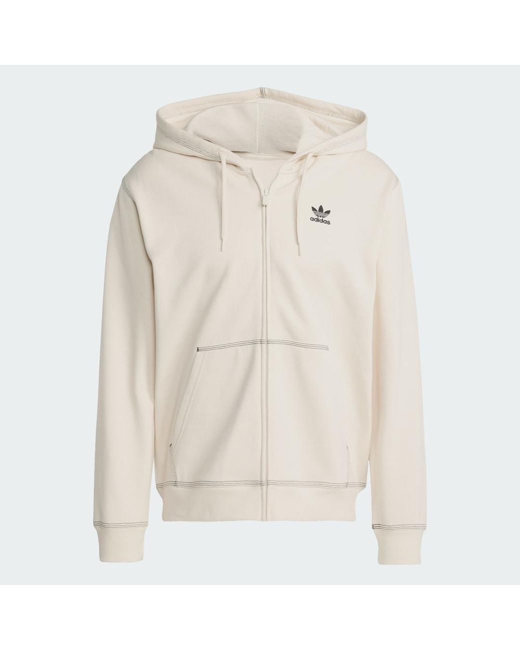 Chaqueta Con Capucha, Cremallera Y Trébol Essentials Adidas de hombre de color Natural