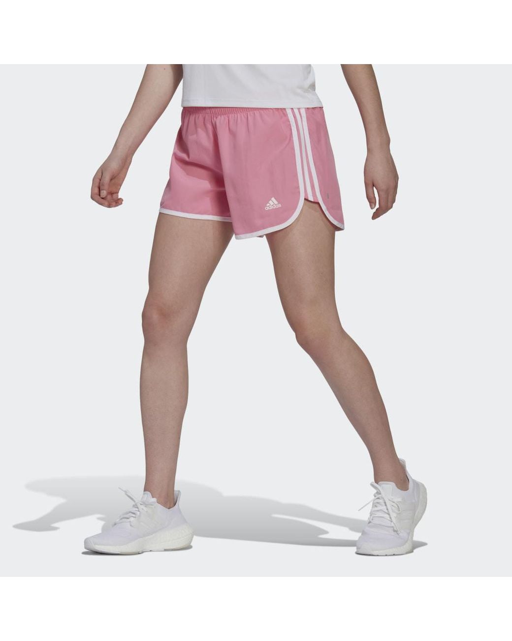 adidas Synthetik Marathon 20 Shorts in Weiß Damen Bekleidung Kurze Hosen Mini Shorts 