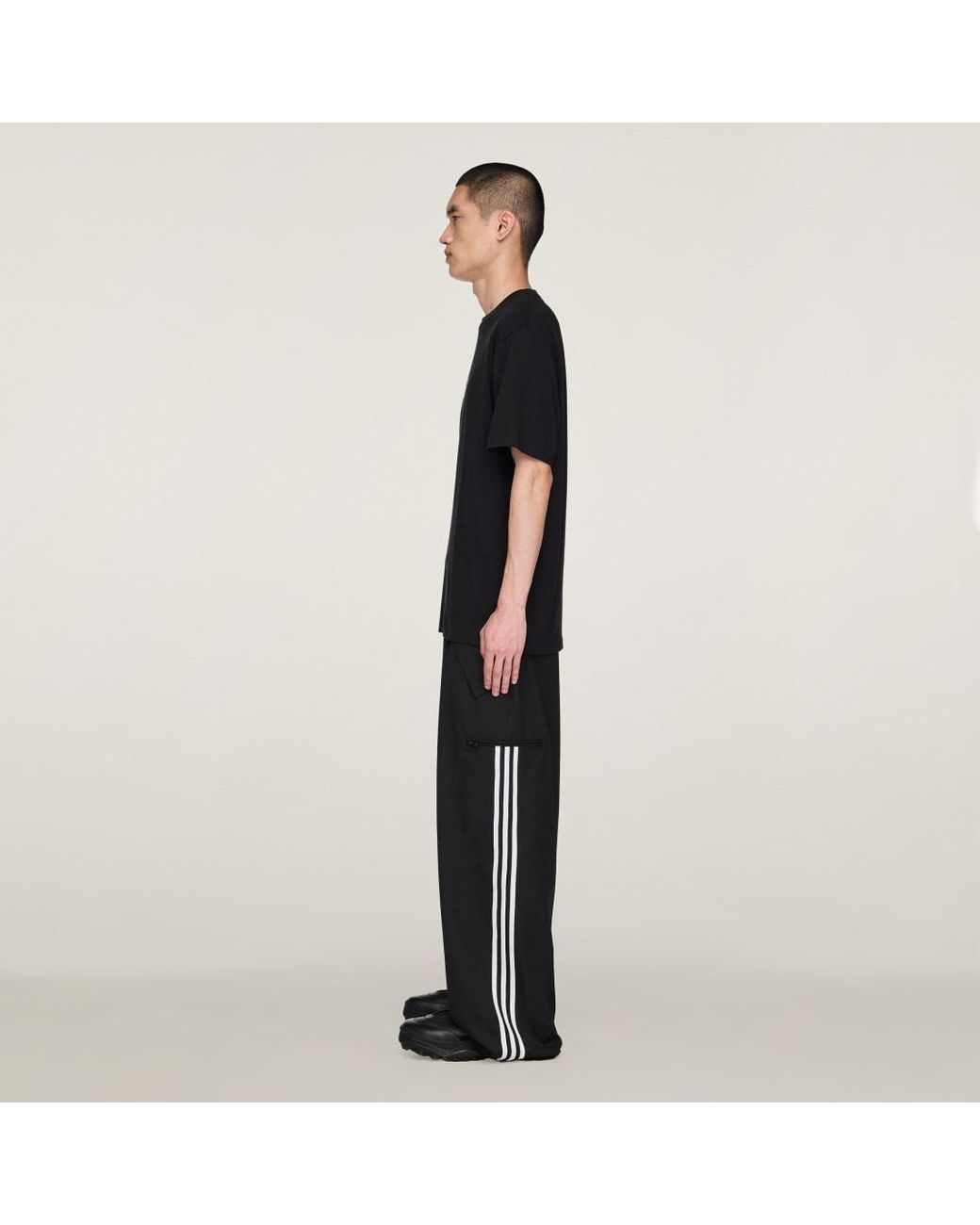 Adidas Black Y-3 Refined Wool Straight Leg Tracksuit Bottoms for men