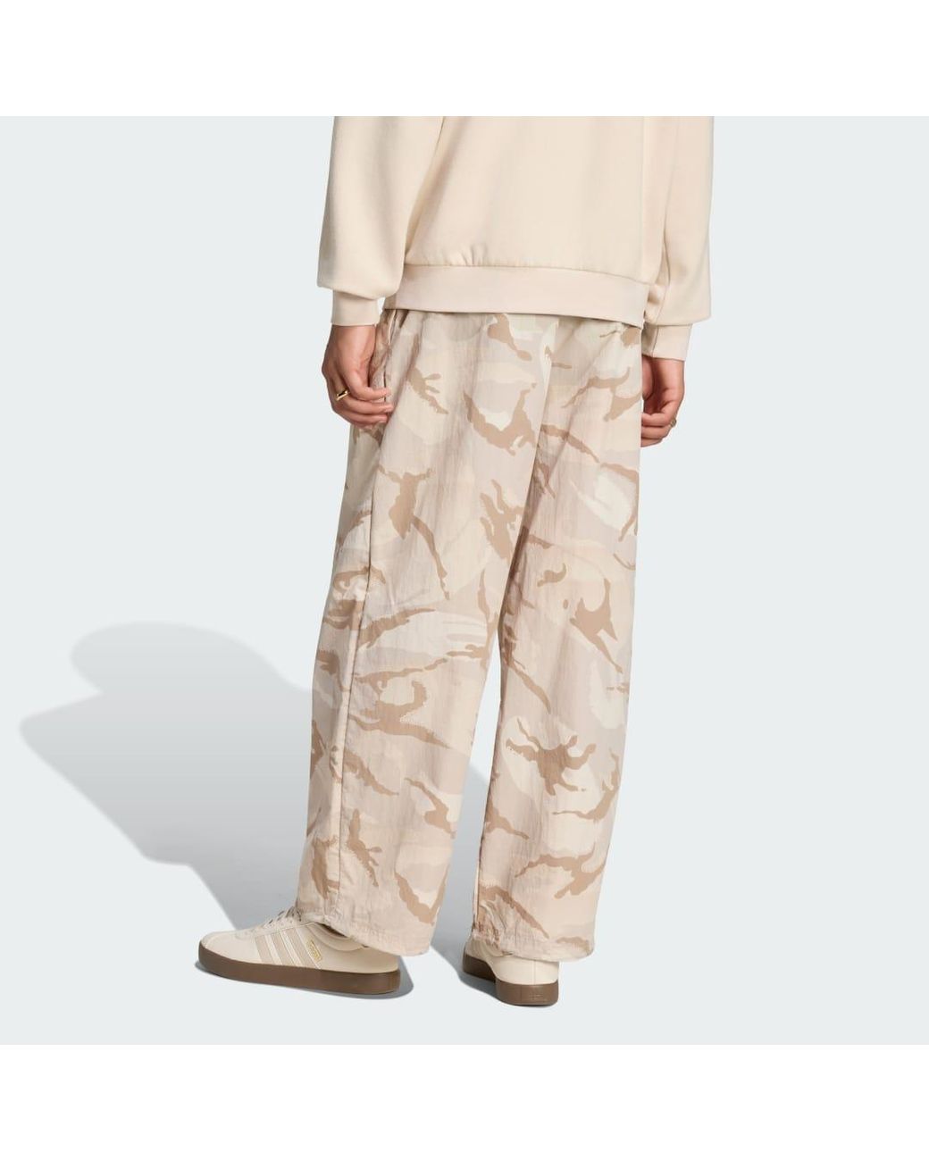 Adidas Natural Seasonal Essentials Camo Woven Parachute Tracksuit Bottoms for men