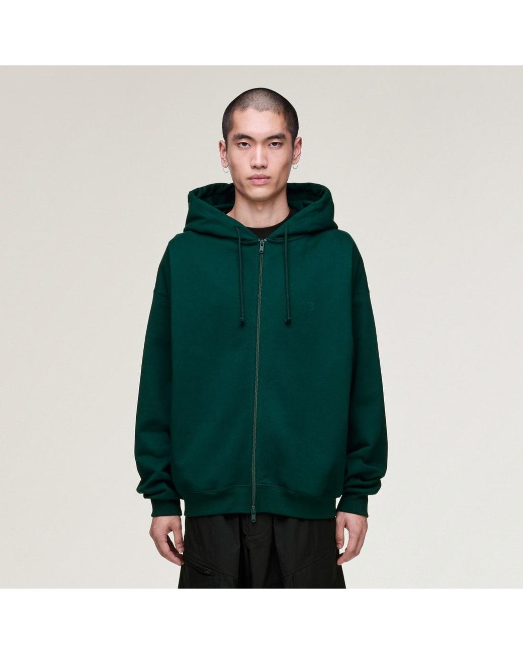 Adidas Green Y-3 Brushed Terry Zip Hoodie
