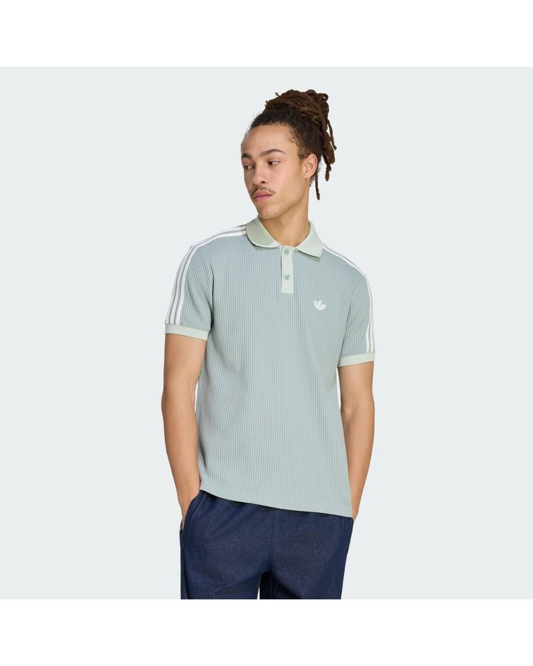 Adidas Blue Waffle Knit Polo Shirt for men