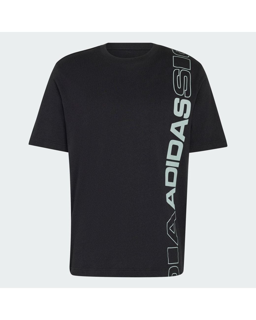 Adidas Black Vertical Linear Logo Graphic T-Shirt for men