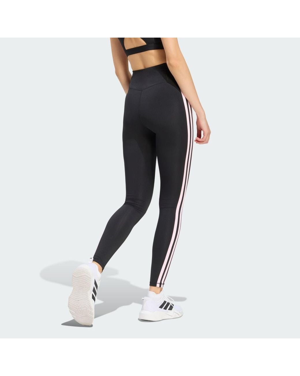 Adidas Black Optimé Essentials 3-Stripes 7/8 Leggings