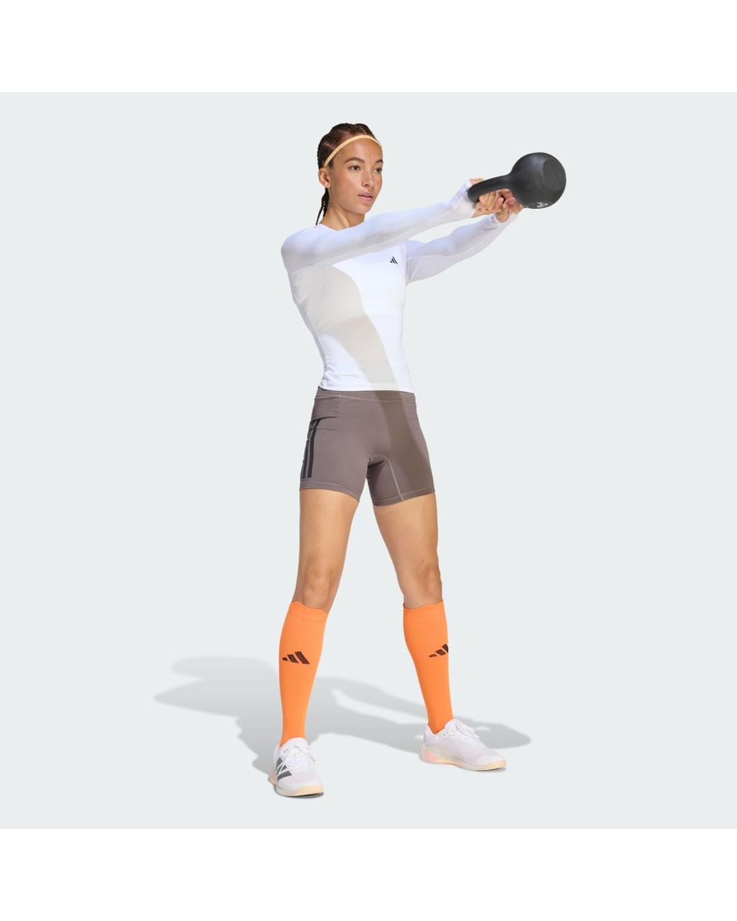 Adidas White Primelift Essentials Workout Contour Long Sleeve