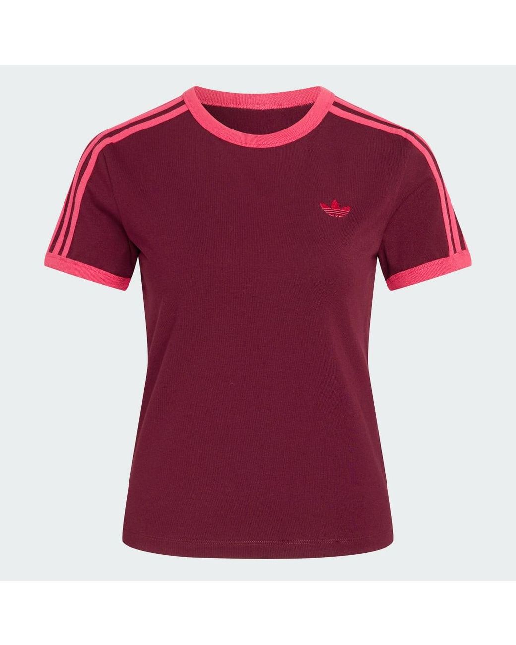 Adidas Red 3 Stripes Slim Tee