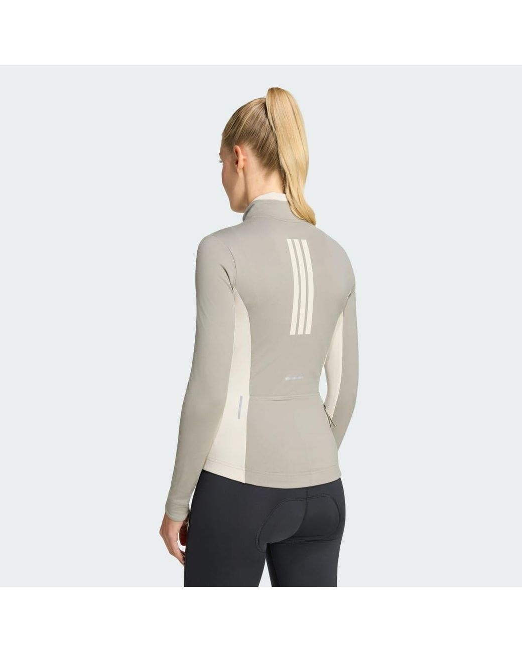 Adidas Gray Tempo 3-Stripes Longsleeve Cycling Jersey