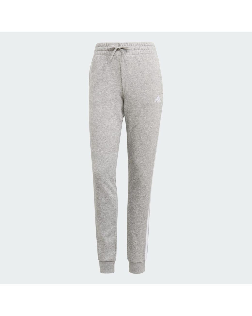 Adidas Gray Essentials French Terry 3-Stripes Pants