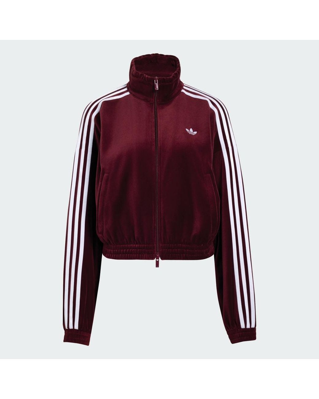 Adidas Red Pleated Velour Track Top