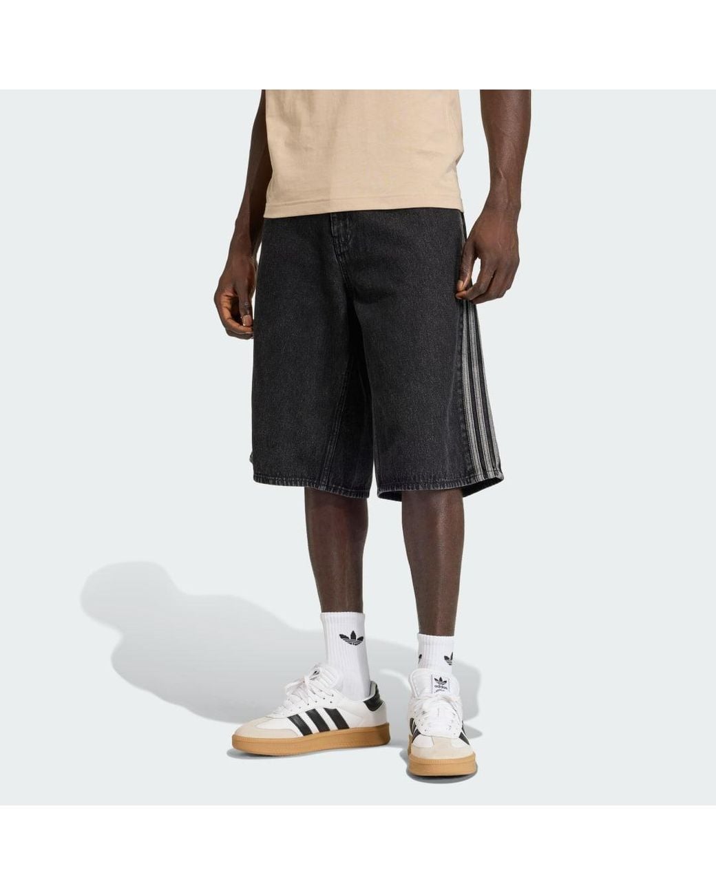 Adidas Black Firebird Adicolor Denim Jorts for men