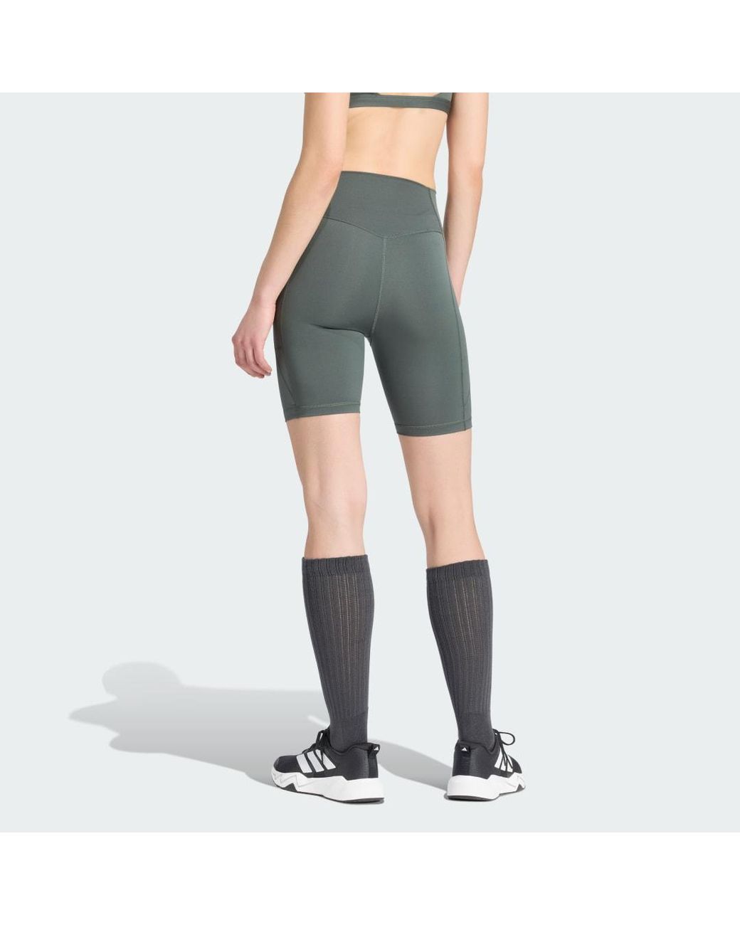 Adidas Blue Optimé Essentials Stash Pocket 7-Inch Short Leggings