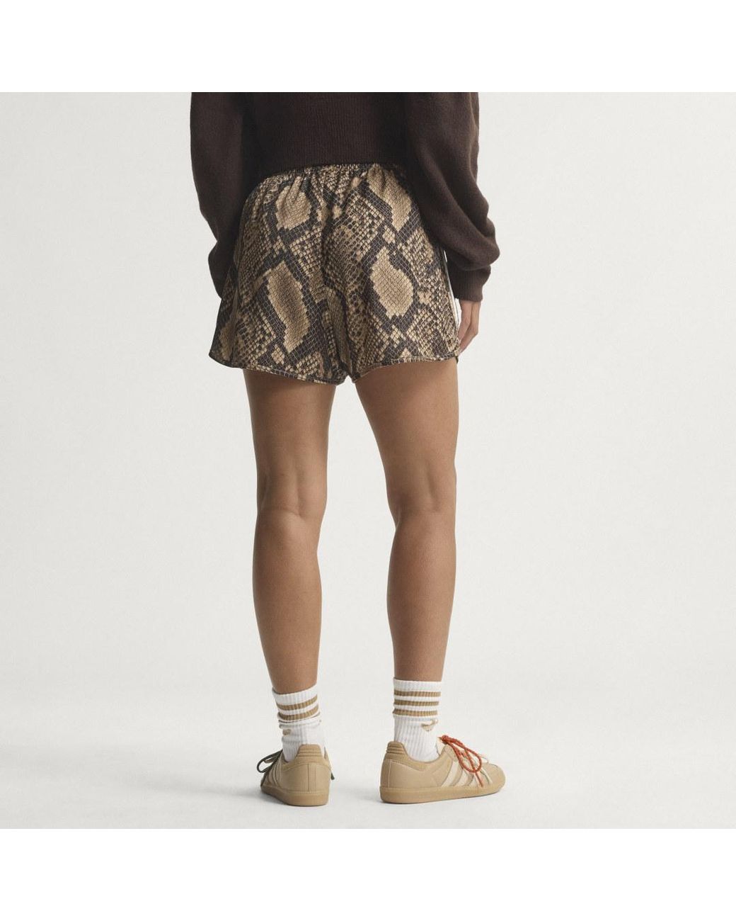 Adidas Brown Snake Print Satin Shorts