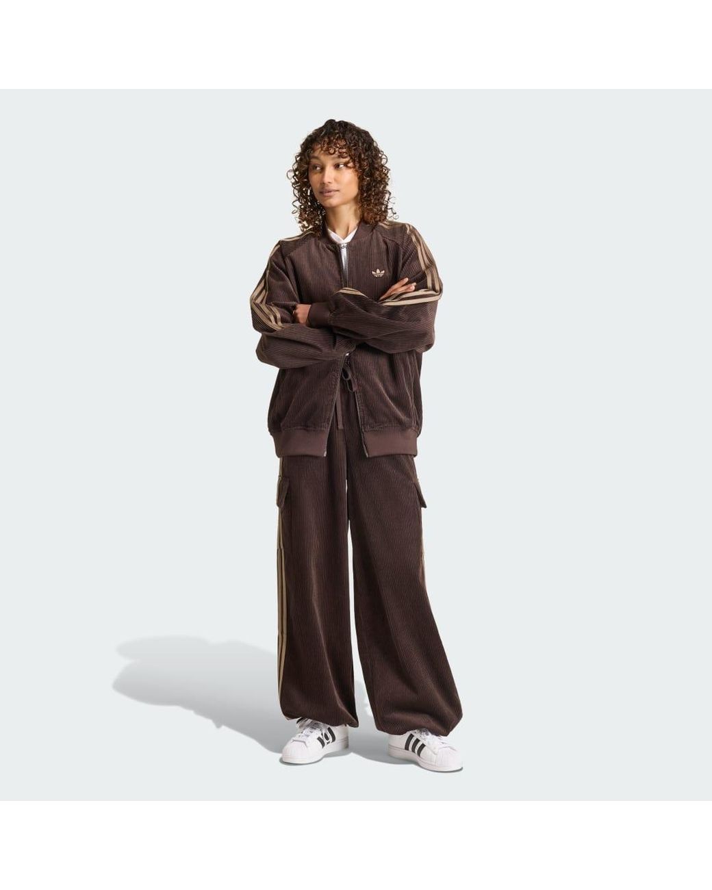 Adidas Brown Corduroy Sst Oversized Track Top