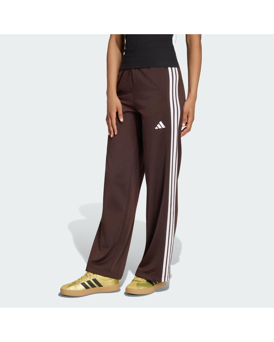 Adidas Brown Dayready Wide Leg Tracksuit Bottoms